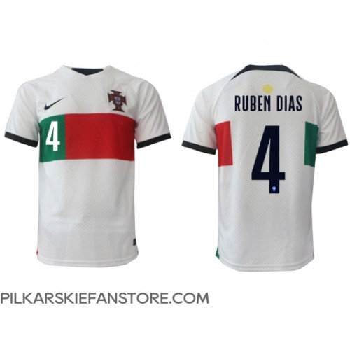 Tanie Strój piłkarski Portugalia Ruben Dias #4 Koszulka Wyjazdowej MŚ 2022 Krótkie Rękawy